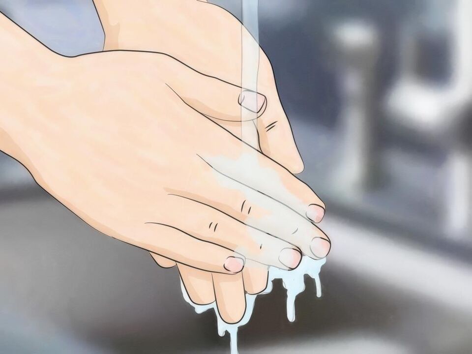 Händewaschen, um eine Ansteckung mit Würmern zu verhindern
